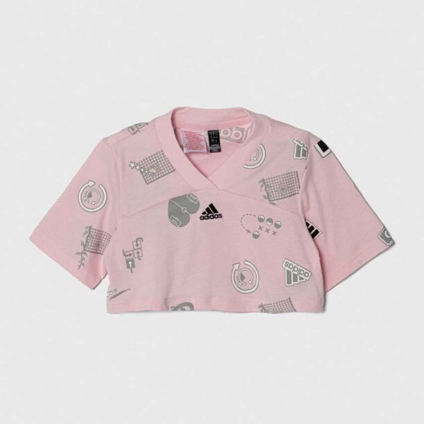 adidas tricou de bumbac pentru copii culoarea roz