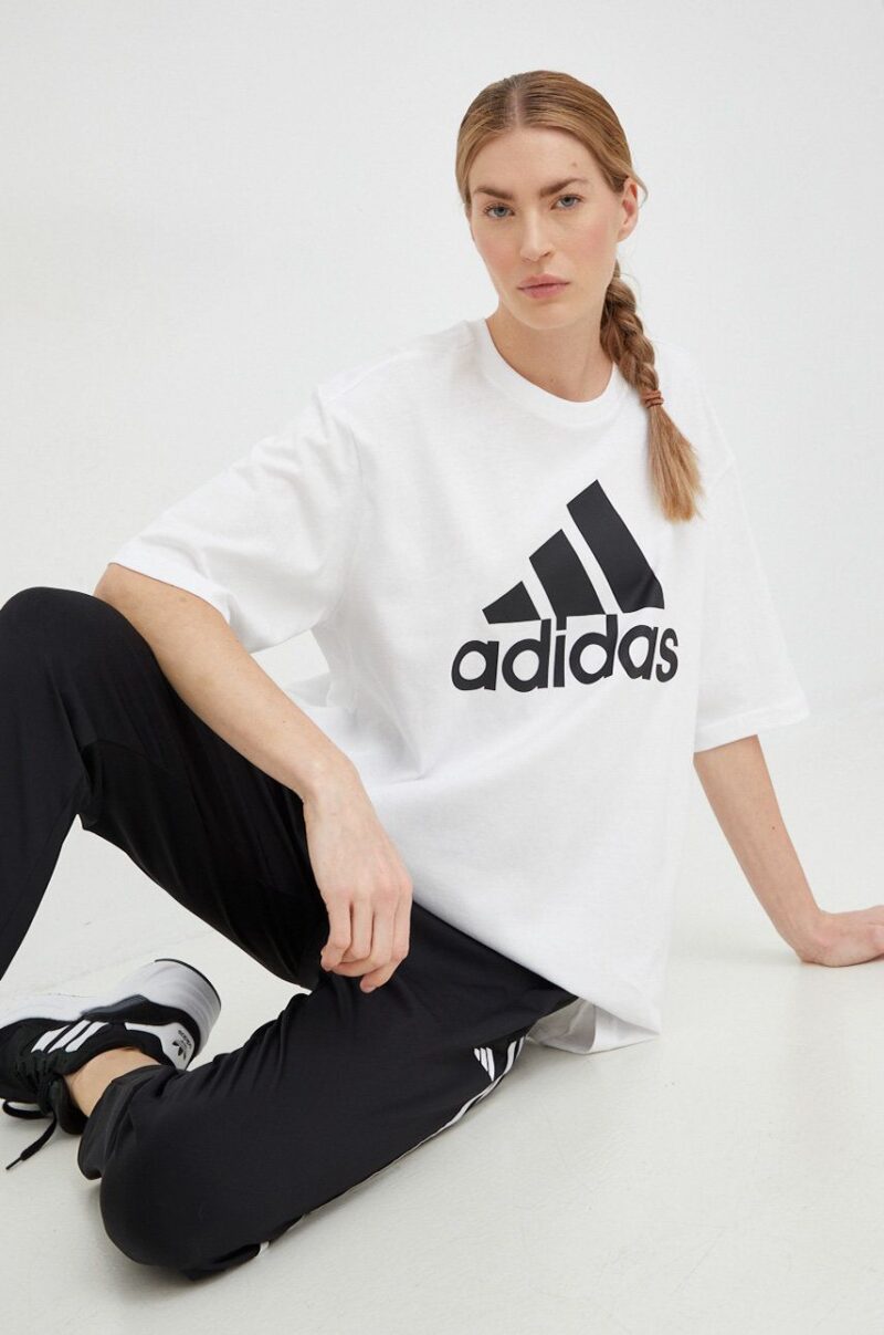 adidas tricou din bumbac culoarea alb HR4930