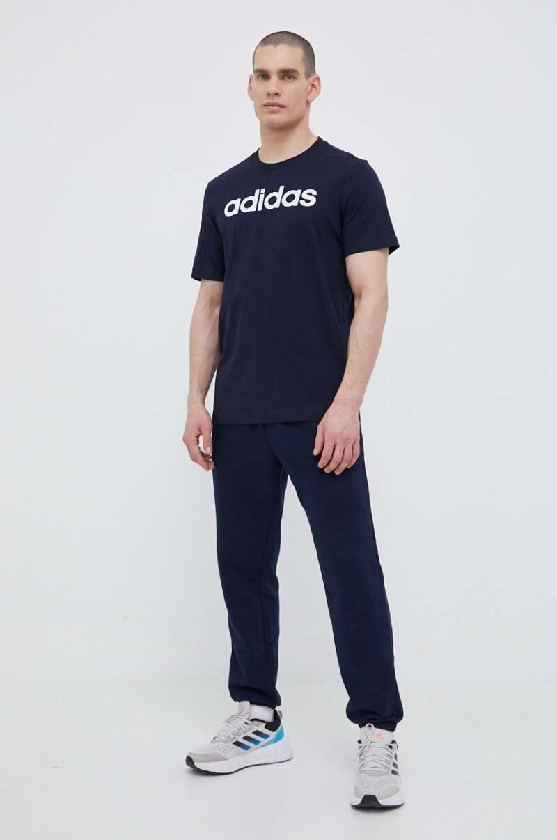 adidas tricou din bumbac culoarea bleumarin