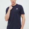 adidas tricou din bumbac culoarea bleumarin