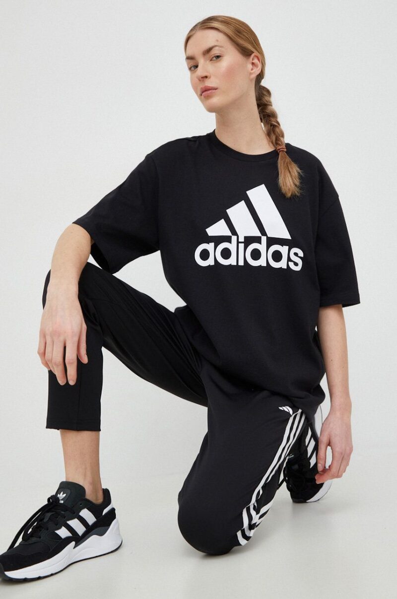 adidas tricou din bumbac culoarea negru HR4931