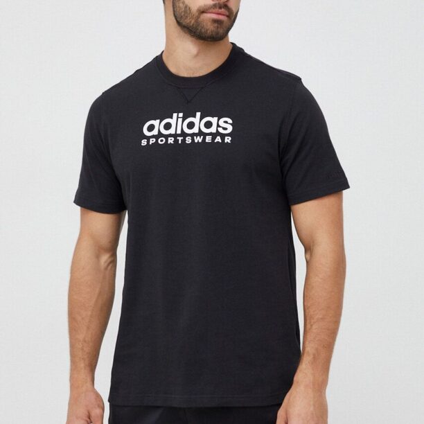 adidas tricou din bumbac culoarea negru