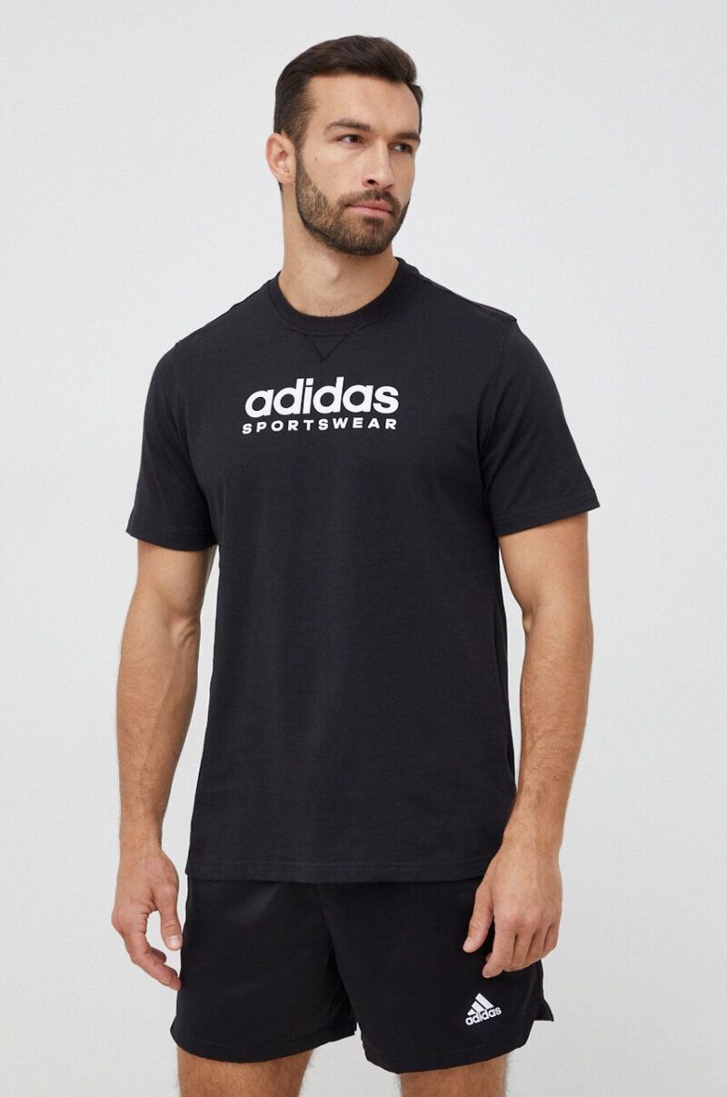 adidas tricou din bumbac culoarea negru