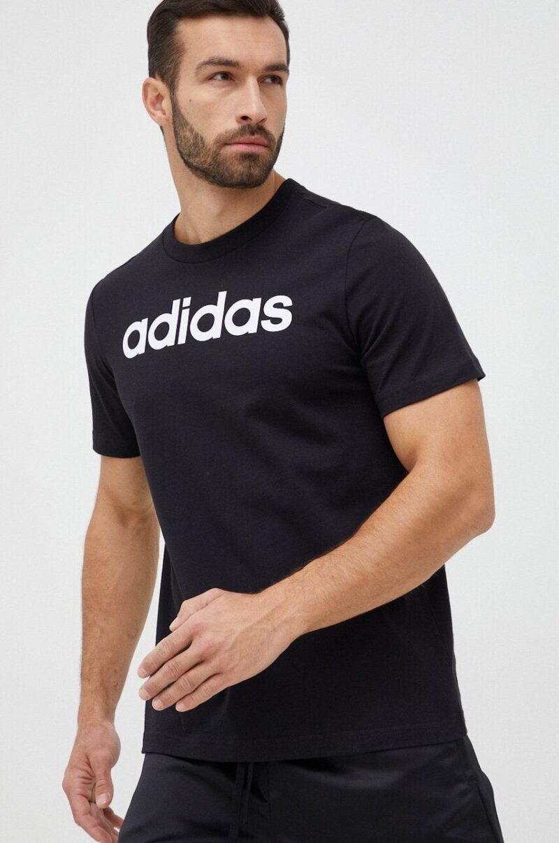 adidas tricou din bumbac culoarea negru