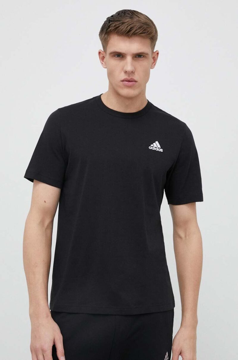 adidas tricou din bumbac culoarea negru