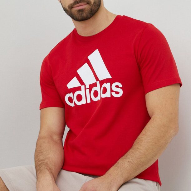 adidas tricou din bumbac culoarea roșu