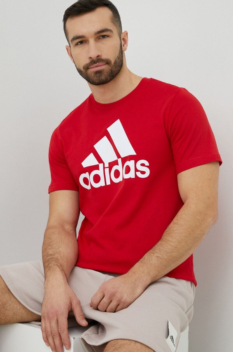 adidas tricou din bumbac culoarea roșu