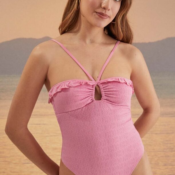 women'secret costum de baie dintr-o bucată VERBENA culoarea roz