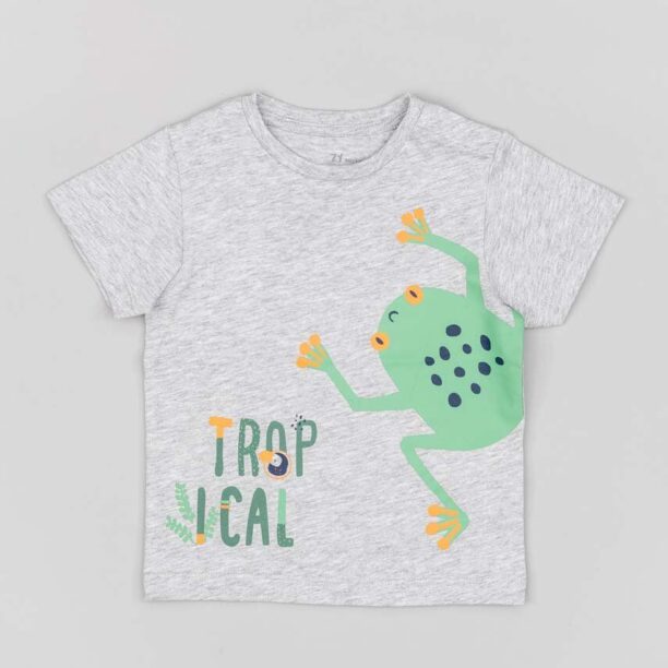 zippy tricou din bumbac pentru bebelusi culoarea gri