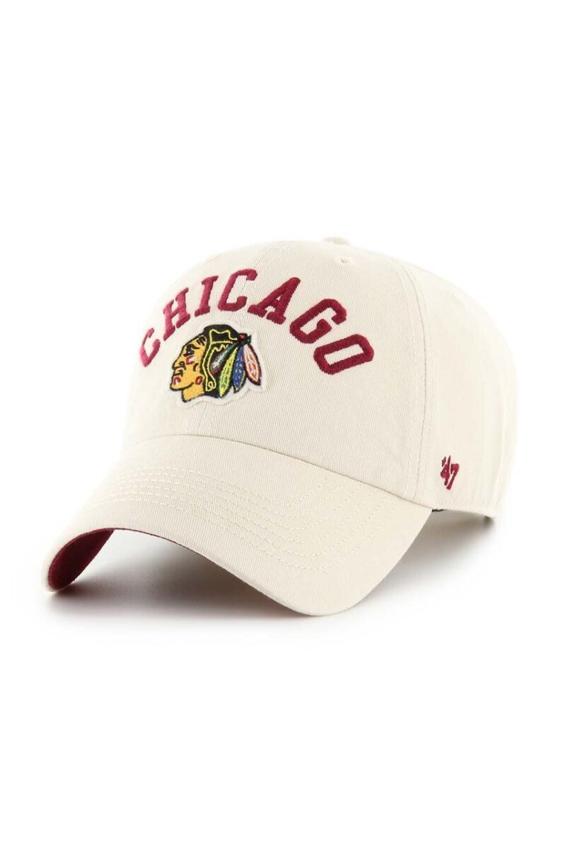 47 brand șapcă de baseball din bumbac NHL Chicago Blackhawks culoarea bej