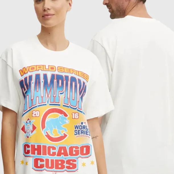 47 brand tricou din bumbac MLB Chicago Cubs culoarea bej