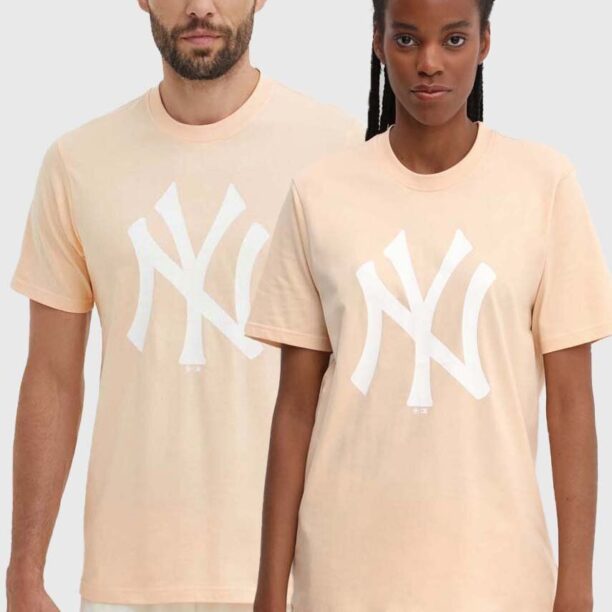 47 brand tricou din bumbac MLB New York Yankees culoarea portocaliu