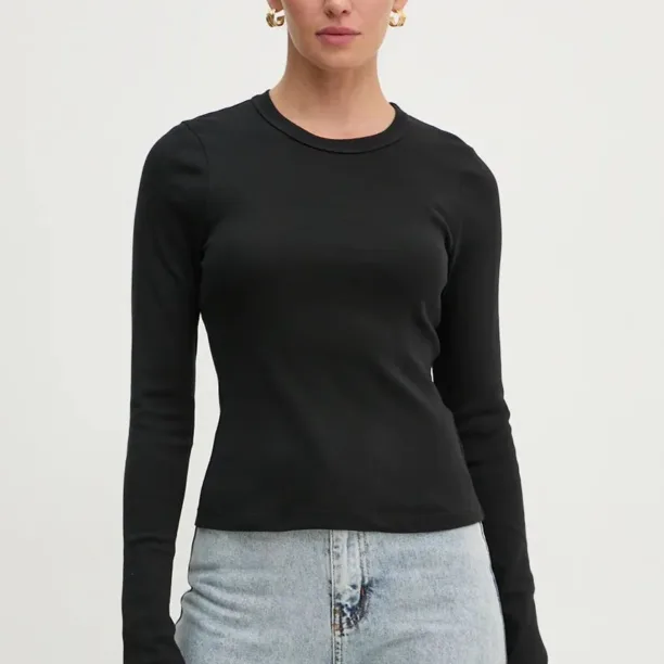 A.L.C. longsleeve din bumbac culoarea negru