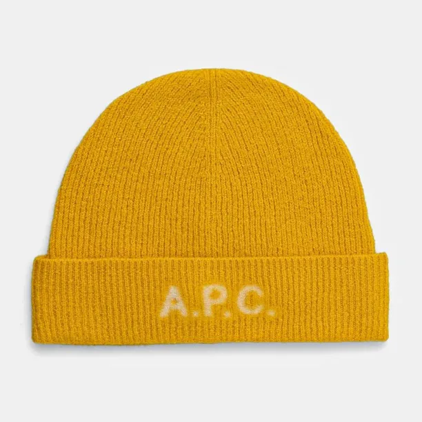 A.P.C. caciula de lana bonnet harry culoarea galben