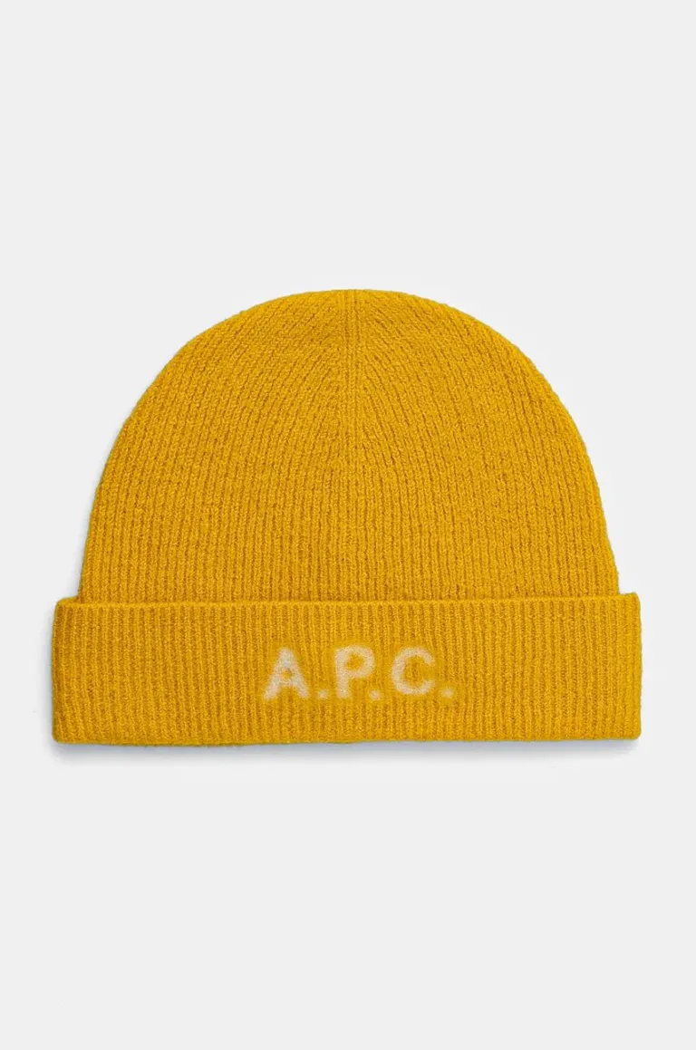 A.P.C. caciula de lana bonnet harry culoarea galben