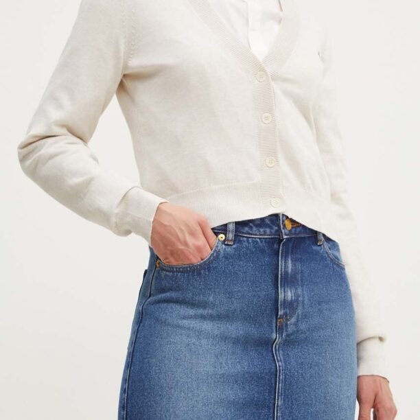 A.P.C. fusta jeans jupe standard culoarea albastru marin