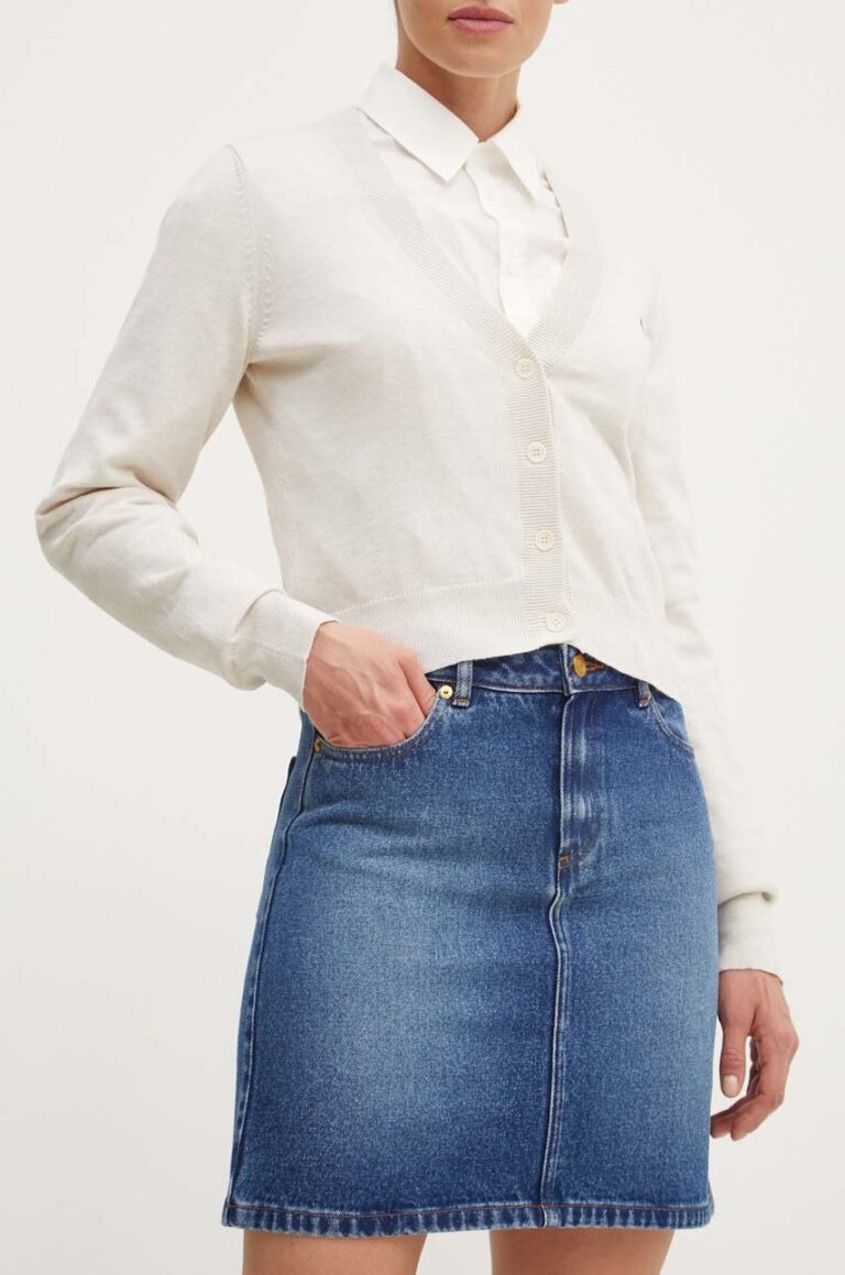 A.P.C. fusta jeans jupe standard culoarea albastru marin