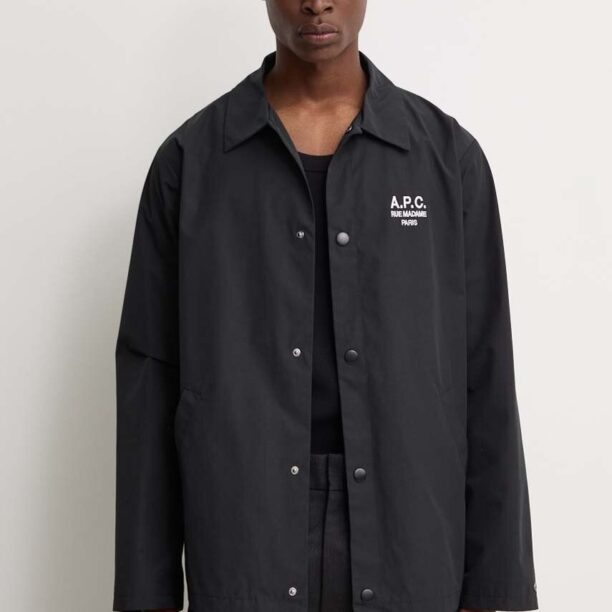 A.P.C. geacă cu aspect de cămașă blouson regis culoarea negru