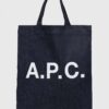 A.P.C. geanta tote lou mini anses culoarea albastru marin