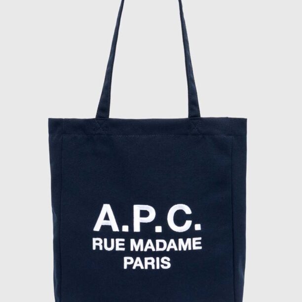 A.P.C. geanta tote lou rue madame culoarea albastru marin