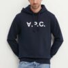 A.P.C. hanorac de bumbac hoodie standard grand vpc GOTS culoarea albastru marin