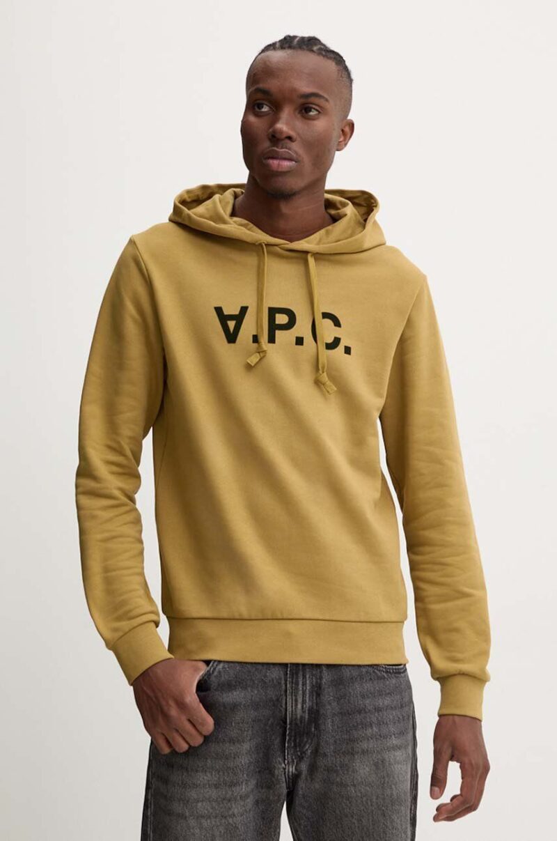 A.P.C. hanorac de bumbac hoodie standard grand vpc GOTS culoarea verde