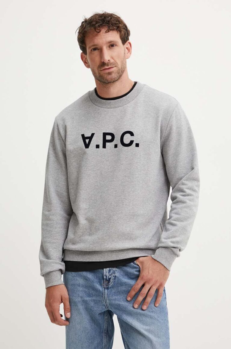 A.P.C. hanorac de bumbac sweat standard grand vpc GOTS culoarea gri