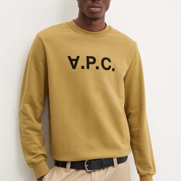 A.P.C. hanorac de bumbac sweat standard grand vpc GOTS culoarea verde