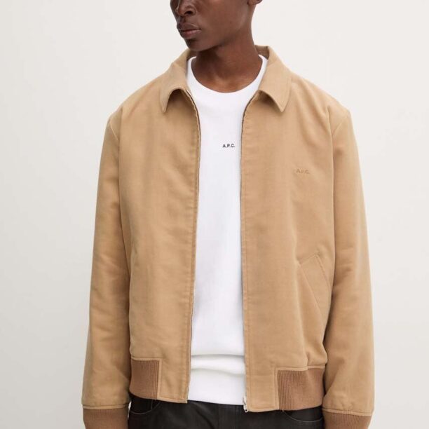 A.P.C. jacheta de bumbac blouson gilles culoarea bej