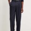 A.P.C. pantaloni de lana pantalon renato culoarea albastru marin