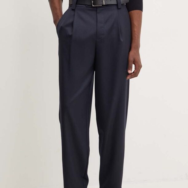 A.P.C. pantaloni de lana pantalon renato culoarea albastru marin