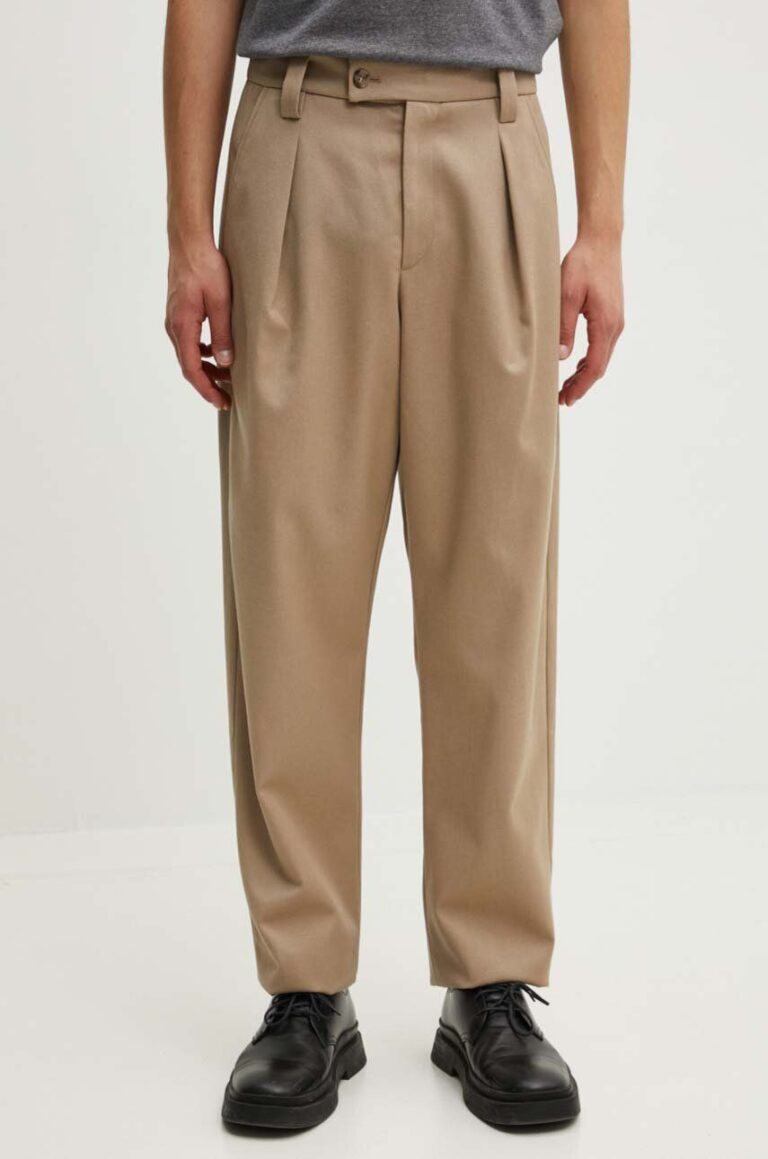 A.P.C. pantaloni de lana pantalon renato culoarea bej