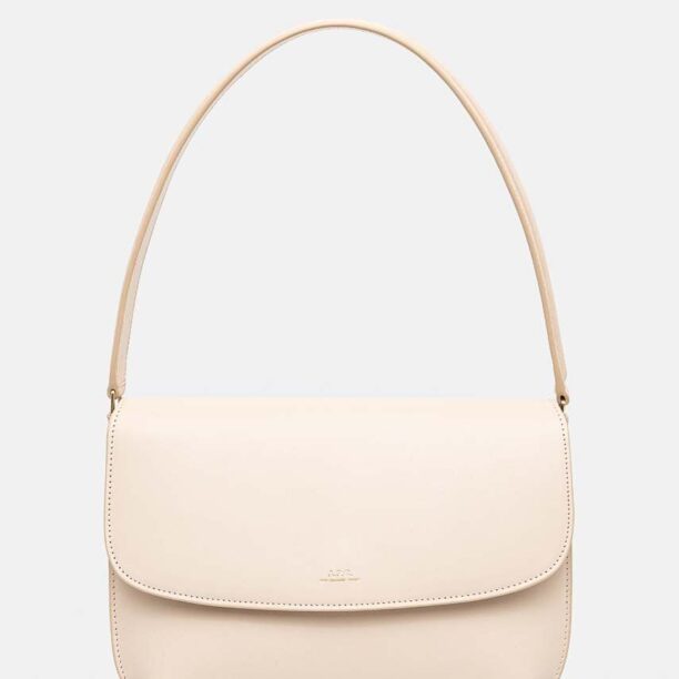 A.P.C. poseta de piele sac sarah shoulder culoarea bej