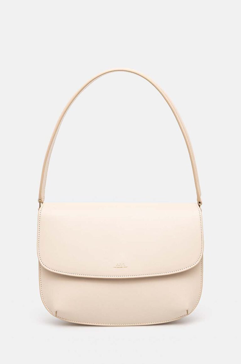 A.P.C. poseta de piele sac sarah shoulder culoarea bej