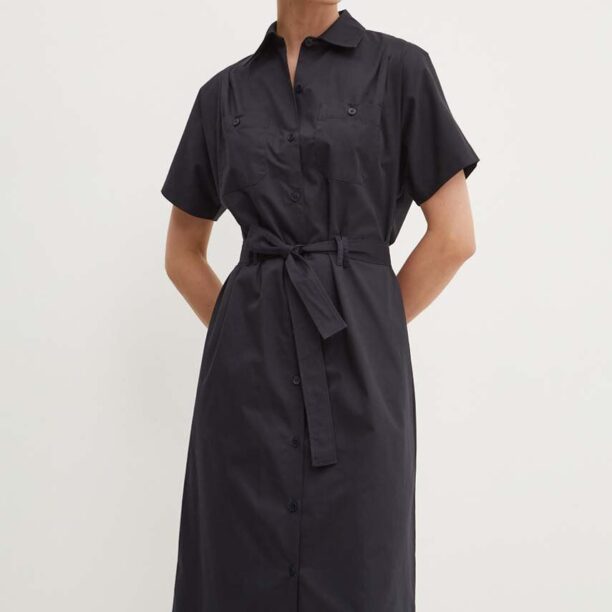 A.P.C. rochie din bumbac robe new drew culoarea albastru marin