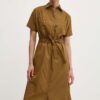 A.P.C. rochie din bumbac robe new drew culoarea verde