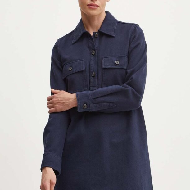 A.P.C. rochie jeans robe mia culoarea albastru marin