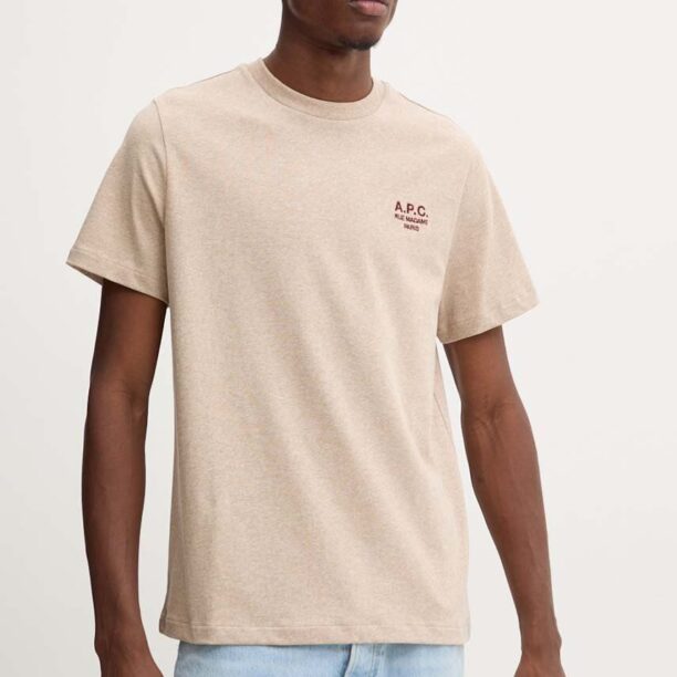 A.P.C. tricou din bumbac standard rue madame GOTS culoarea bej