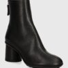 AGL cizme de piele Curvy Bootie femei