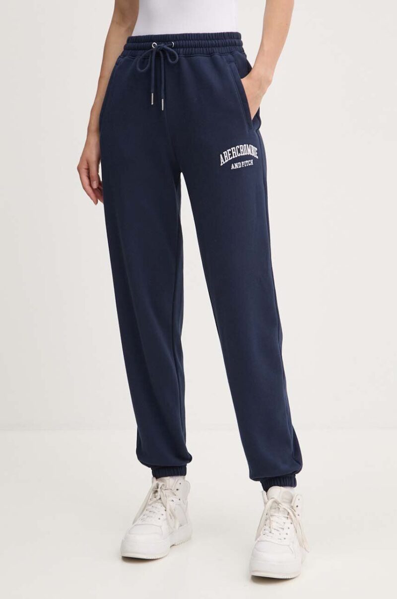 Abercrombie & Fitch pantaloni de trening culoarea albastru marin