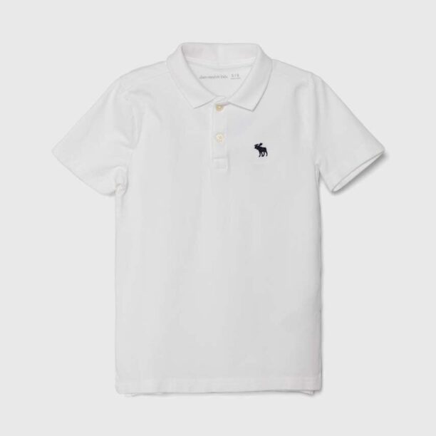 Abercrombie & Fitch tricou polo copii culoarea alb