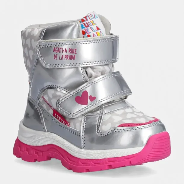 Agatha Ruiz de la Prada pantofi din piele intoarsa pentru copii culoarea argintiu