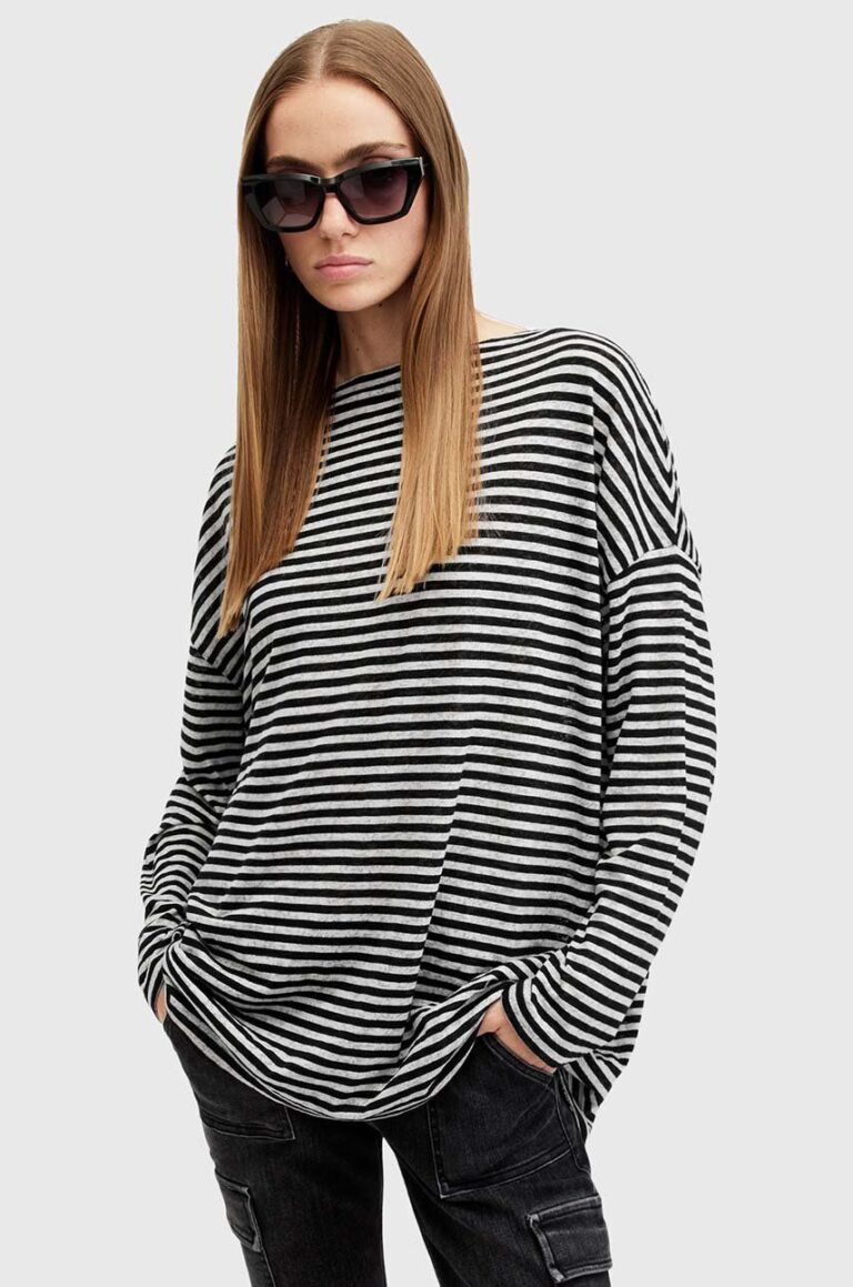 AllSaints bluza RITA STRIPE TEE femei