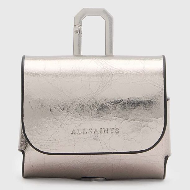 AllSaints carcasa airpod AIRPOD CASE culoarea argintiu