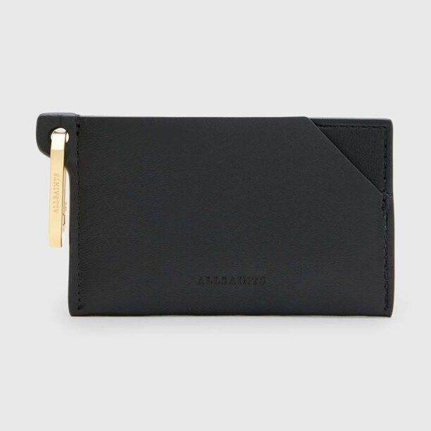 AllSaints carcasa din piele HEX CARDHOLDER culoarea negru