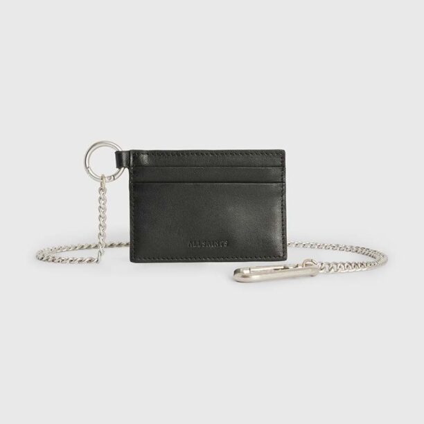 AllSaints carcasa din piele MAKOTO CHAIN CARD HO culoarea negru