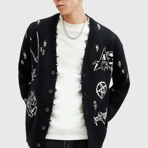 AllSaints cardigan din bumbac KOTO culoarea negru