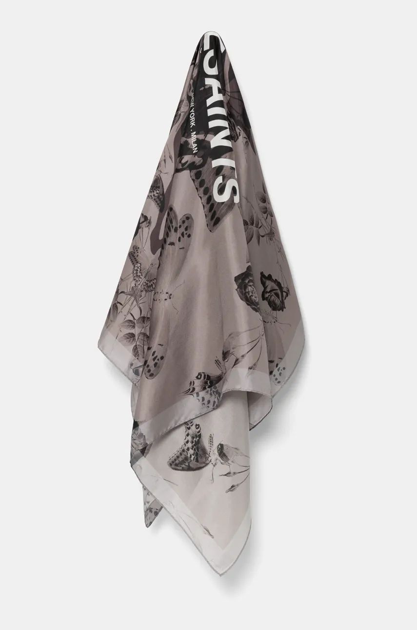AllSaints esarfa de matase culoarea maro