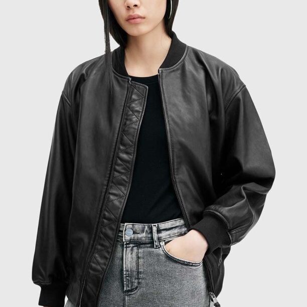 AllSaints geaca bomber de piele BELLE femei