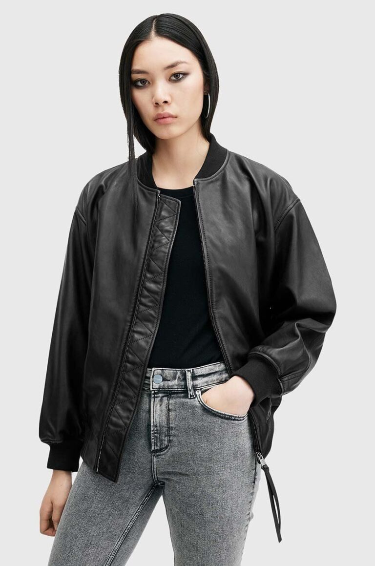 AllSaints geaca bomber de piele BELLE femei